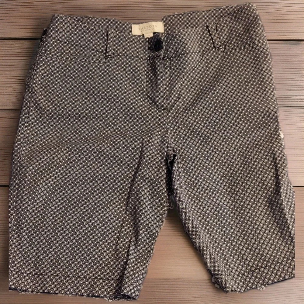 Talbots Women's Shorts Petites Sz 4P Navy w/White Geometric Pockets Preppy Y2K